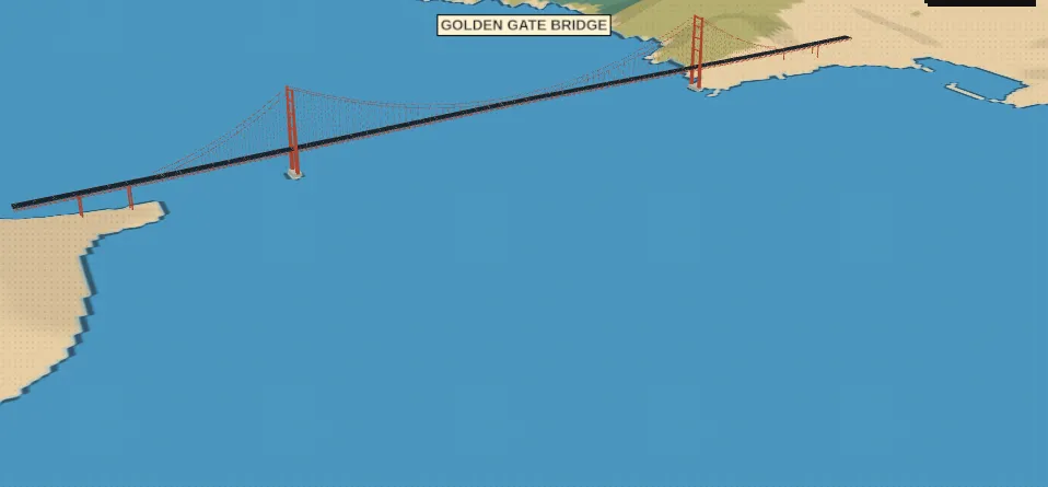 The Golden Gate Bridge over the bay.
